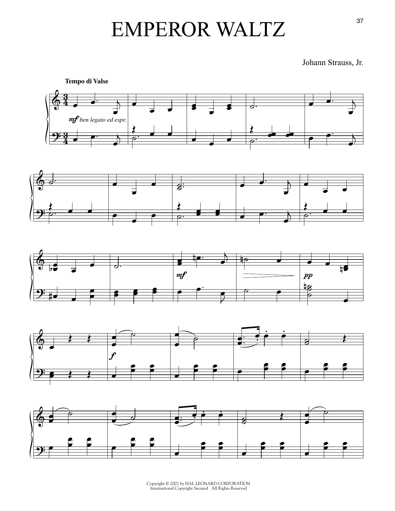 Produktgalerie: Seite 1 von 1 Emperor Waltz, Op. 437, Johann Strauss II, Klavier