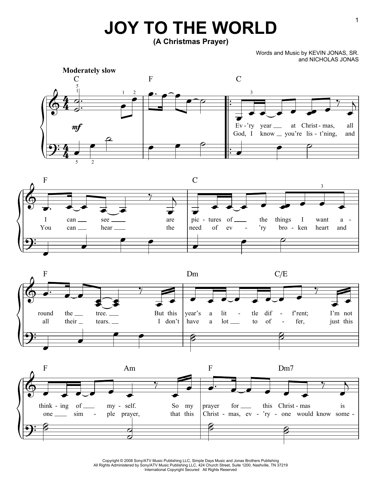 Product gallery: Page 1 of 1 Joy To The World (A Christmas Prayer), Nick Jonas