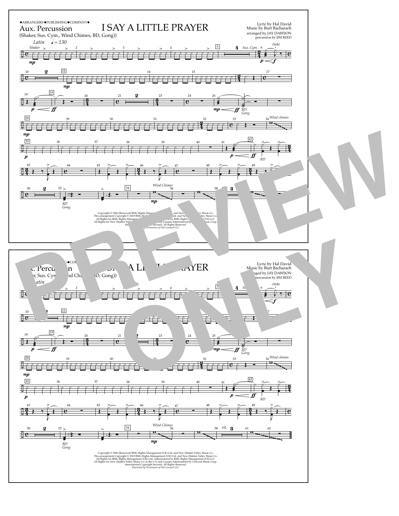 Produktgalerie: Seite 1 von 1 I Say a Little Prayer (arr. Jay Dawson) - Aux. Percussion, Aretha Franklin, Ensemble