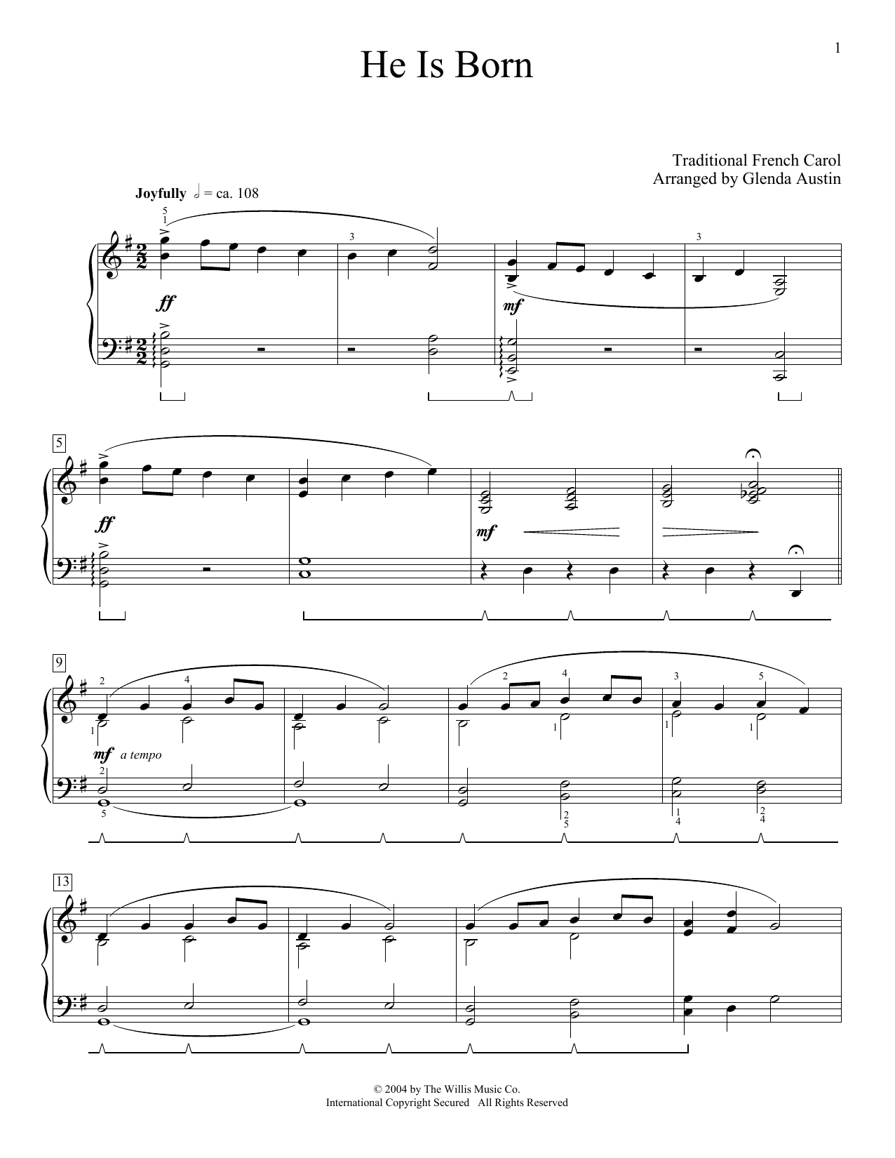 Produktbild zu: He Is Born (arr. Glenda Austin)