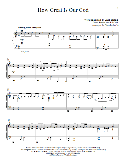 Produktgalerie: Seite 1 von 1 How Great Is Our God (arr. Glenda Austin), Chris Tomlin, Klavier