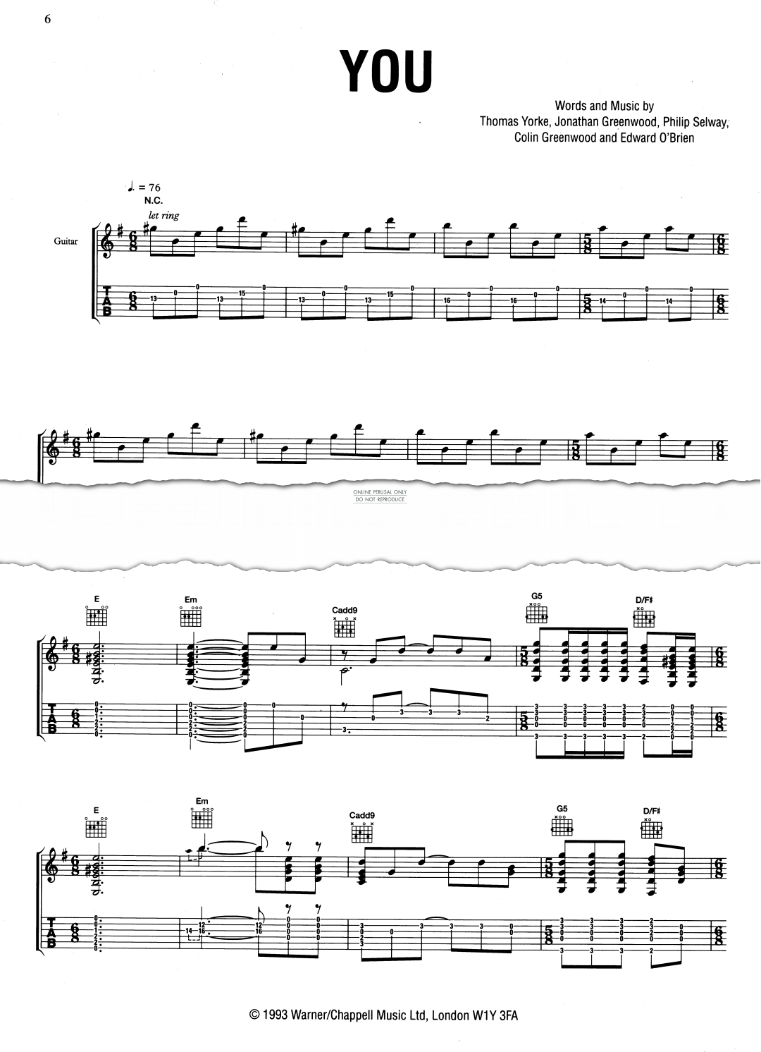 Produktgalerie: Seite 1 von 1 You, Radiohead, Gesang, Gitarre