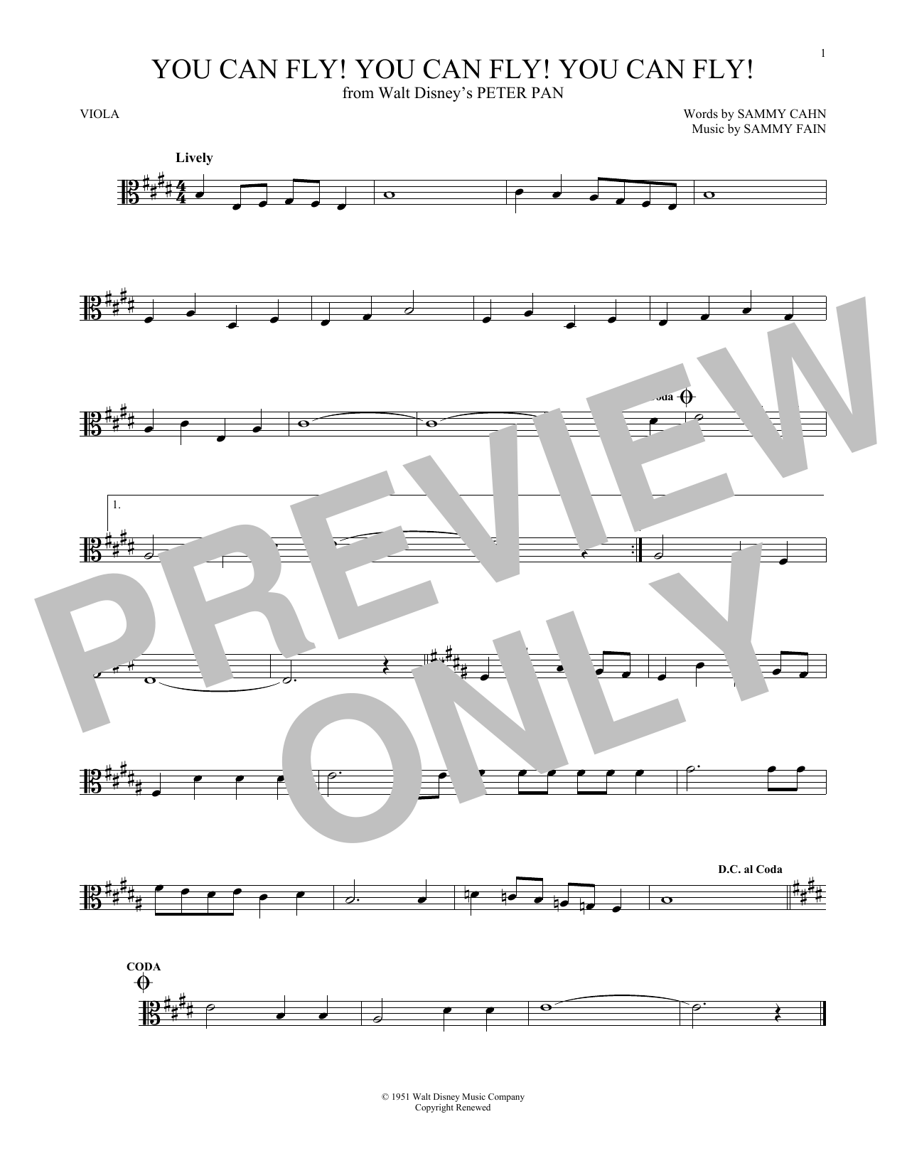 Product gallery: Page 1 of 1 You Can Fly! You Can Fly! You Can Fly! (from Peter Pan), Sammy Cahn