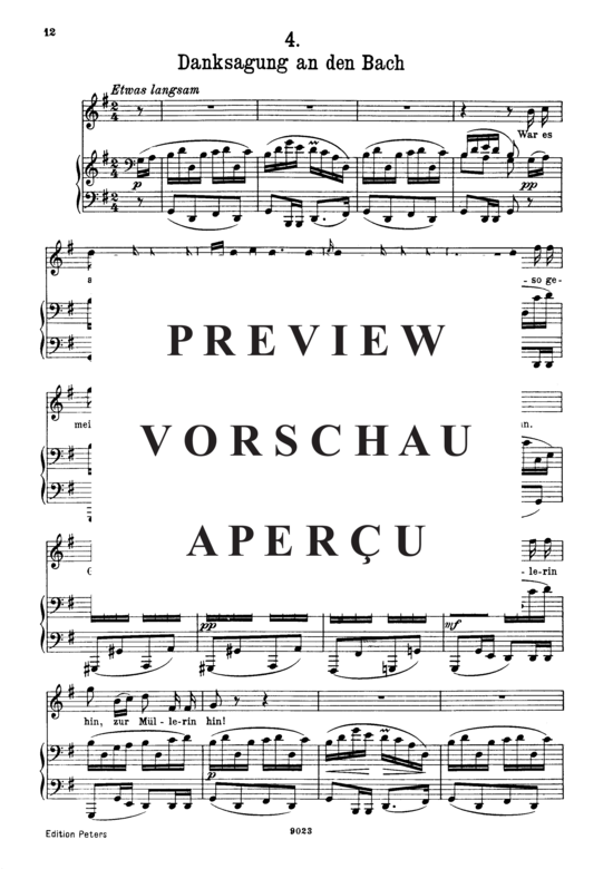 Product gallery: Page 2 of 3 Danksagung an den Bach D.795-4 (Die Schöne Müllerin), , High Voice and Piano