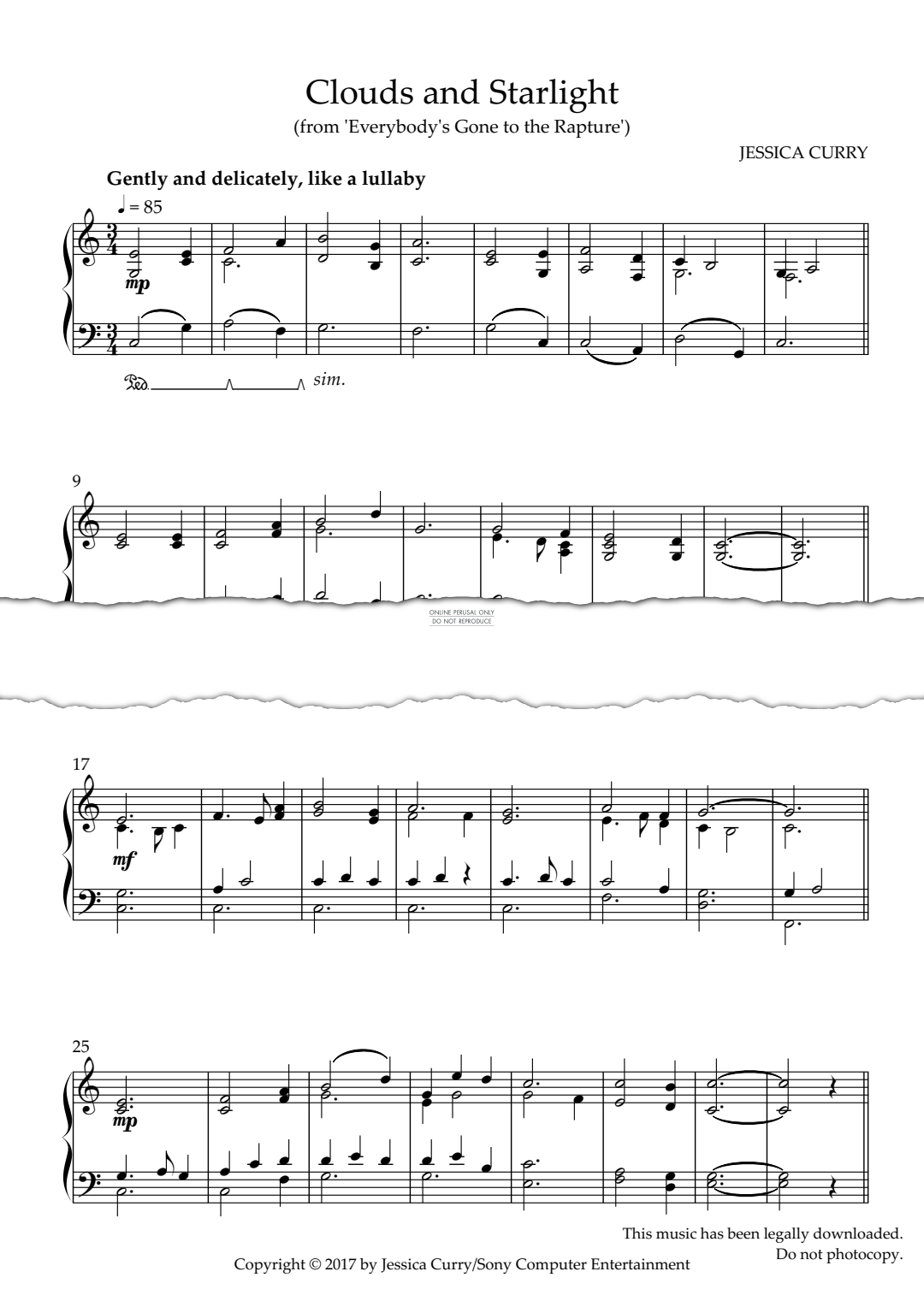 Produktgalerie: Seite 1 von 1 Clouds and Starlight (from 'Everybody’s Gone to the Rapture'), Jessica Curry, Klavier