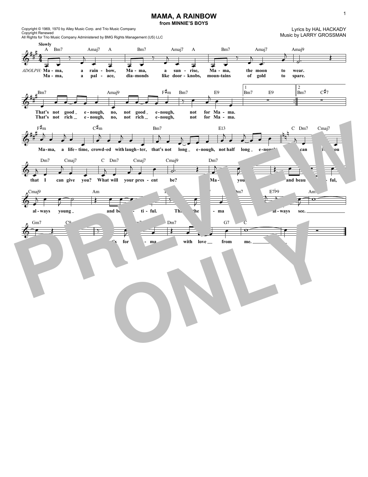 Produktgalerie: Seite 1 von 1 Mama, A Rainbow (from Minnie's Boys), Hal Hackady, Melodieinstrument