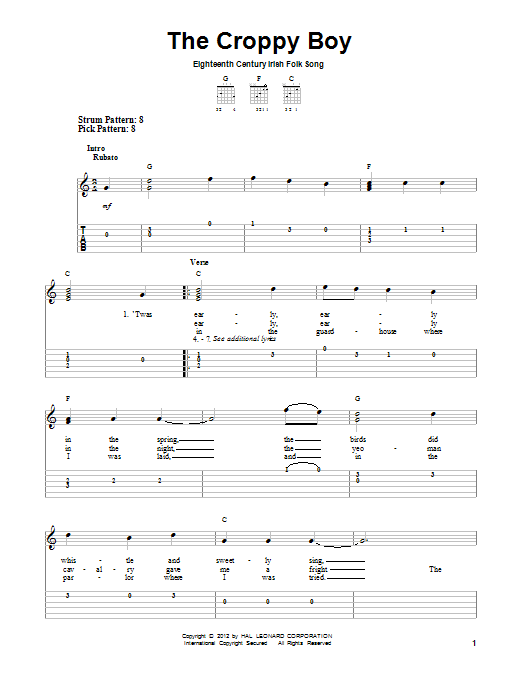 Product gallery: Page 1 of 1 The Croppy Boy, Irish Folksong