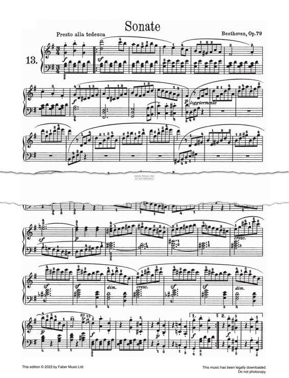 Produktgalerie: Seite 1 von 1 Sonata in G major Op. 79, Ludwig van Beethoven, Klavier