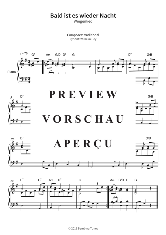 Produktgalerie: Seite 4 von 4 Bald ist es wieder Nacht - Wiegenlied , , Klavier Solo