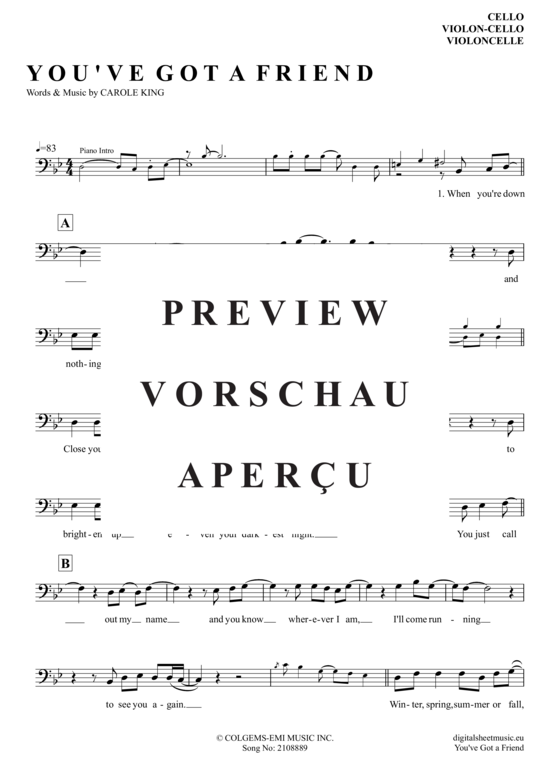 Produktgalerie: Seite 2 von 4 You´Ve Got A Friend , King, Carole, (Violoncello)