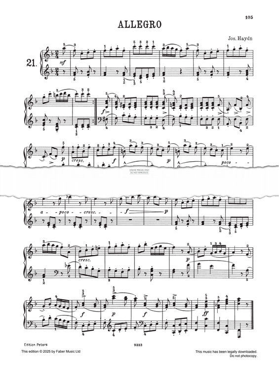 Produktgalerie: Seite 1 von 1 Allegro in F major after Hob.III:73, Joseph Haydn, Klavier