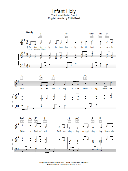 Produktgalerie: Seite 1 von 1 Infant Holy, Traditional, Gesang, Gitarre, Klavier