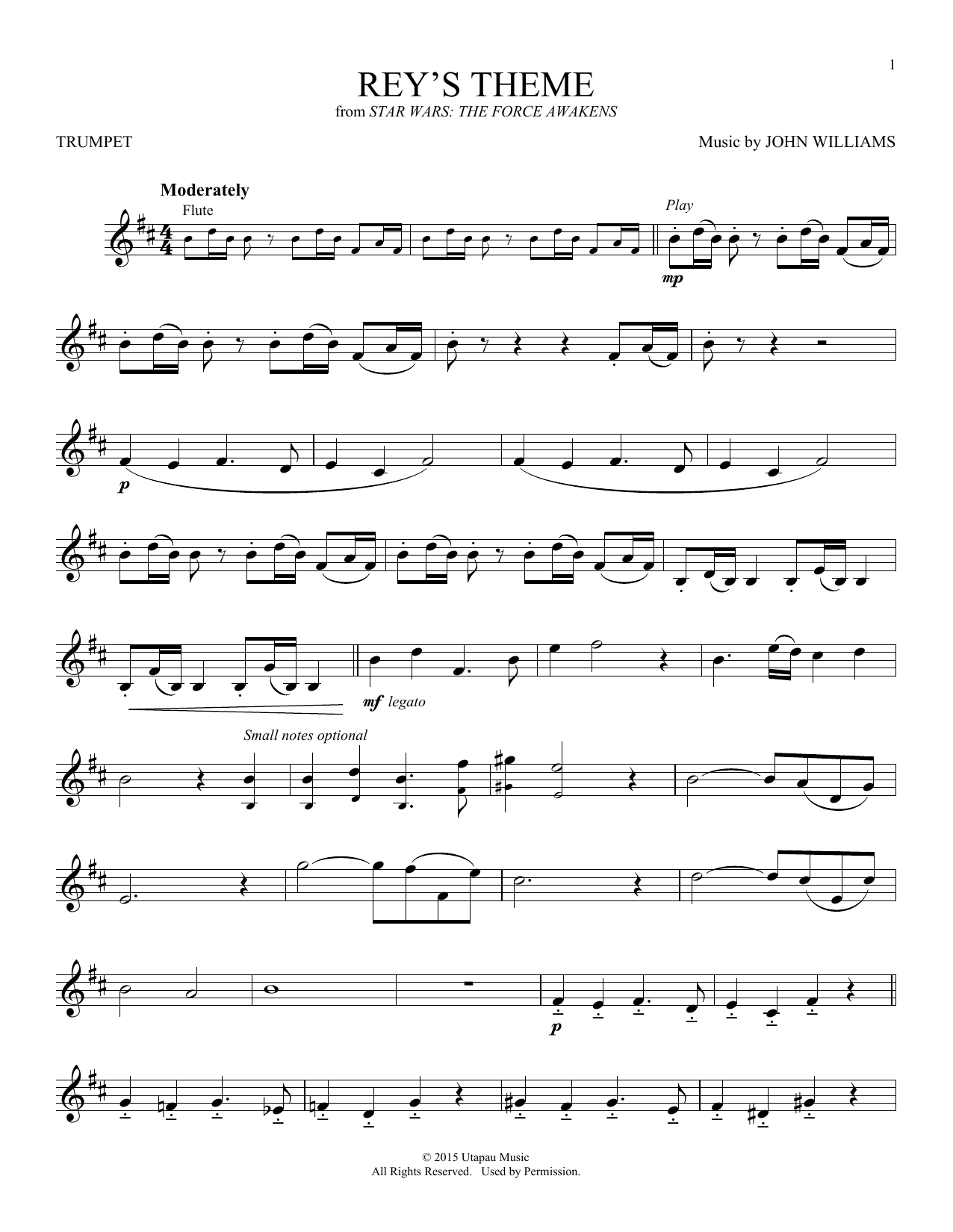 Produktgalerie: Seite 1 von 1 Rey's Theme (from Star Wars: The Force Awakens), John Williams, Trompete