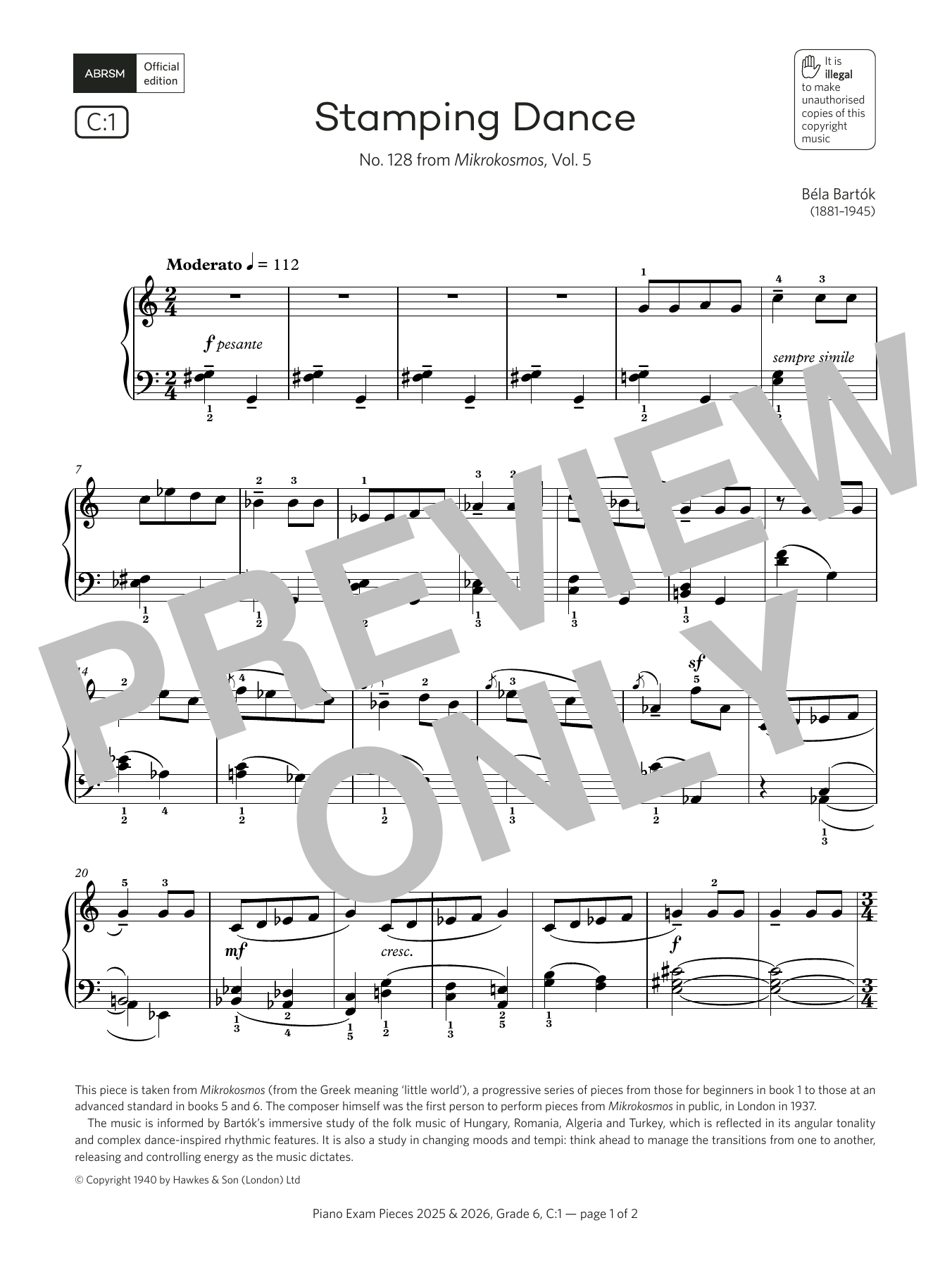Produktbild zu: Stamping Dance (Grade 6, list C1, from the ABRSM Piano Syllabus 2025 & 2026)