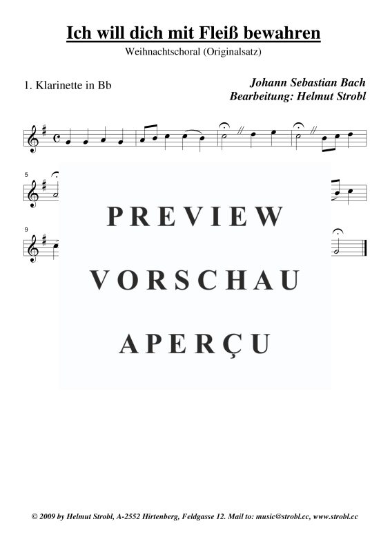 gallery: Ich will dich mit Fleiß bewahren, , Klarinettenquartett