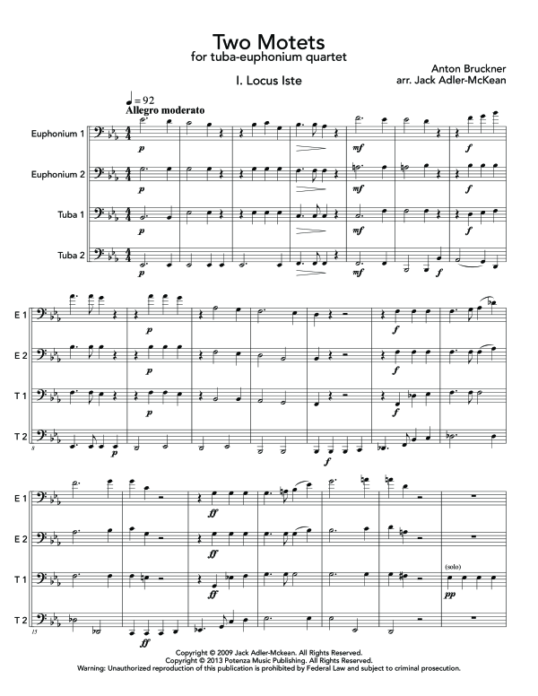 Product gallery: Page 1 of 11 Two Motets, , (Tuba Quartett EETT)