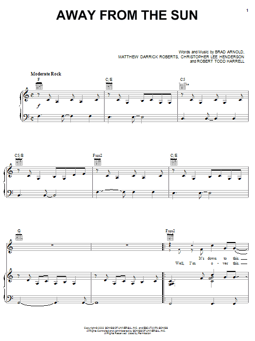 Produktgalerie: Seite 1 von 1 Away From The Sun, 3 Doors Down, Gesang, Gitarre, Klavier