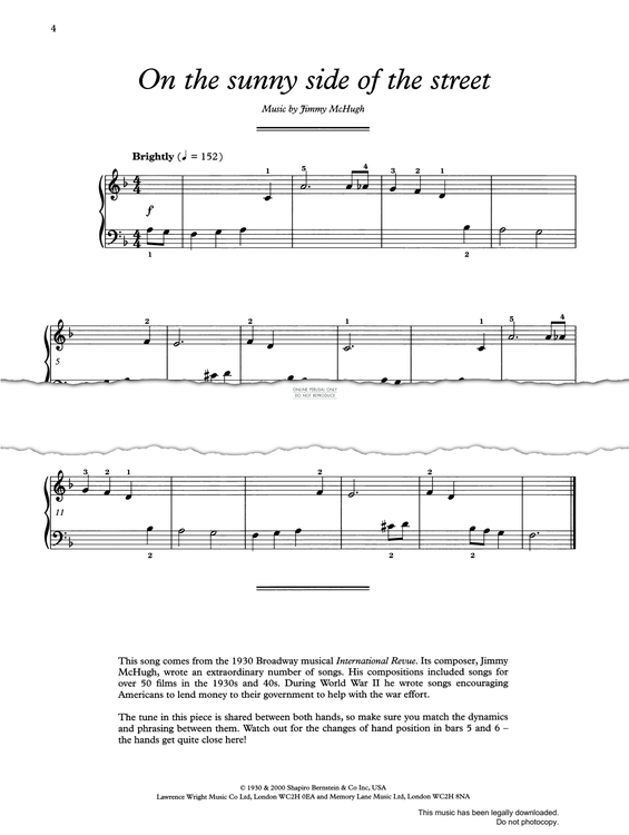 Produktgalerie: Seite 1 von 1 On The Sunny Side Of The Street, Jimmy McHugh, Klavier