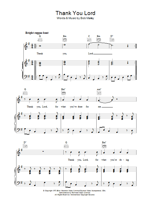 Product picture to:  Thank You Lord - Bob Marley