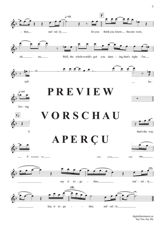 gallery: Say You, Say Me , Richie, Lionel, Alto Saxophone