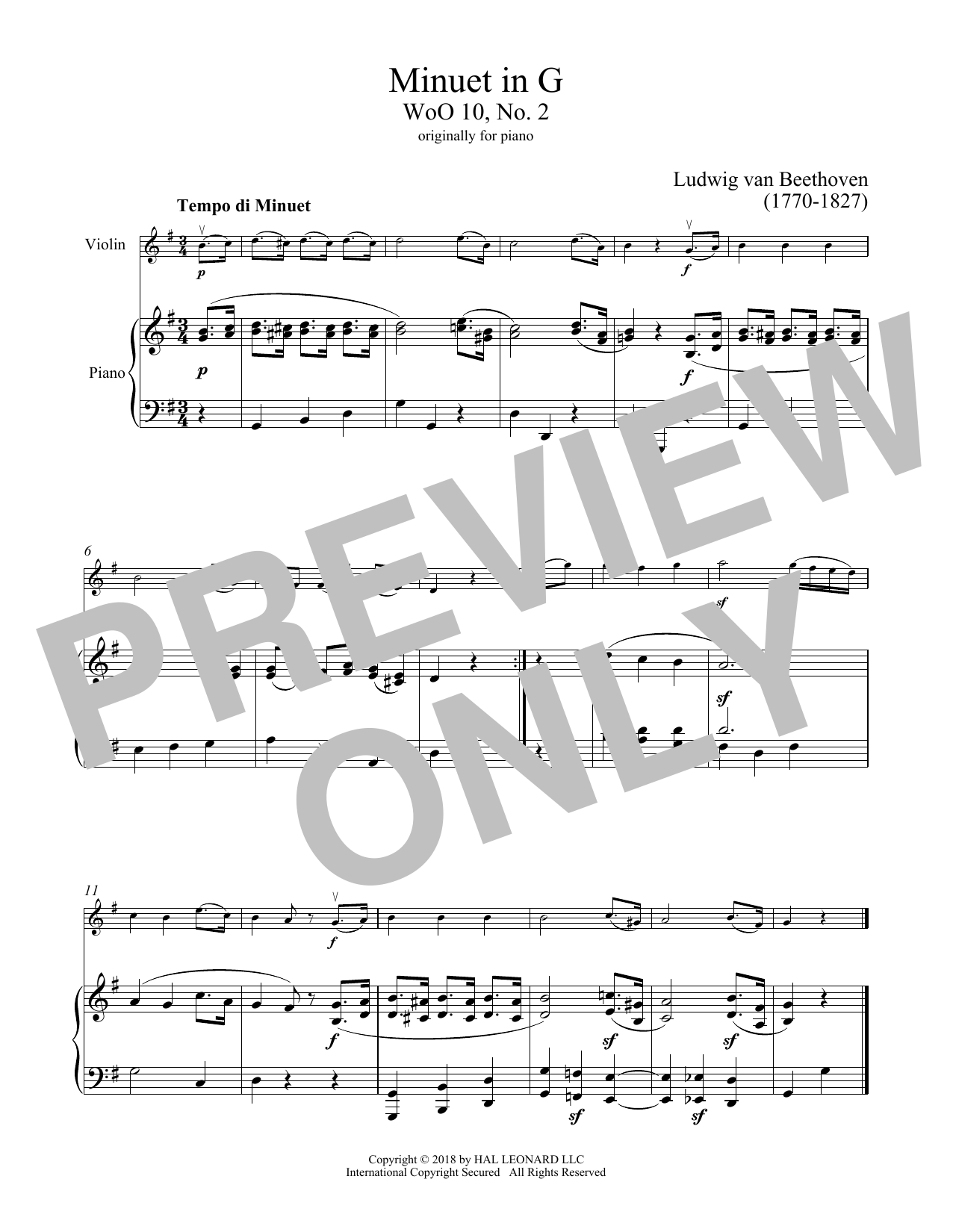 Product gallery: Page 1 of 1 Minuet In G Major, Ludwig Van Beethoven
