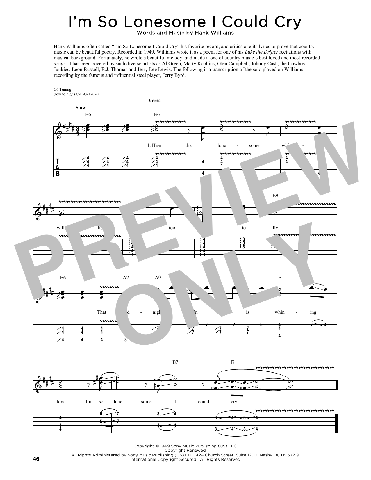 Product picture to: I'm So Lonesome I Could Cry (arr. Fred Sokolow)