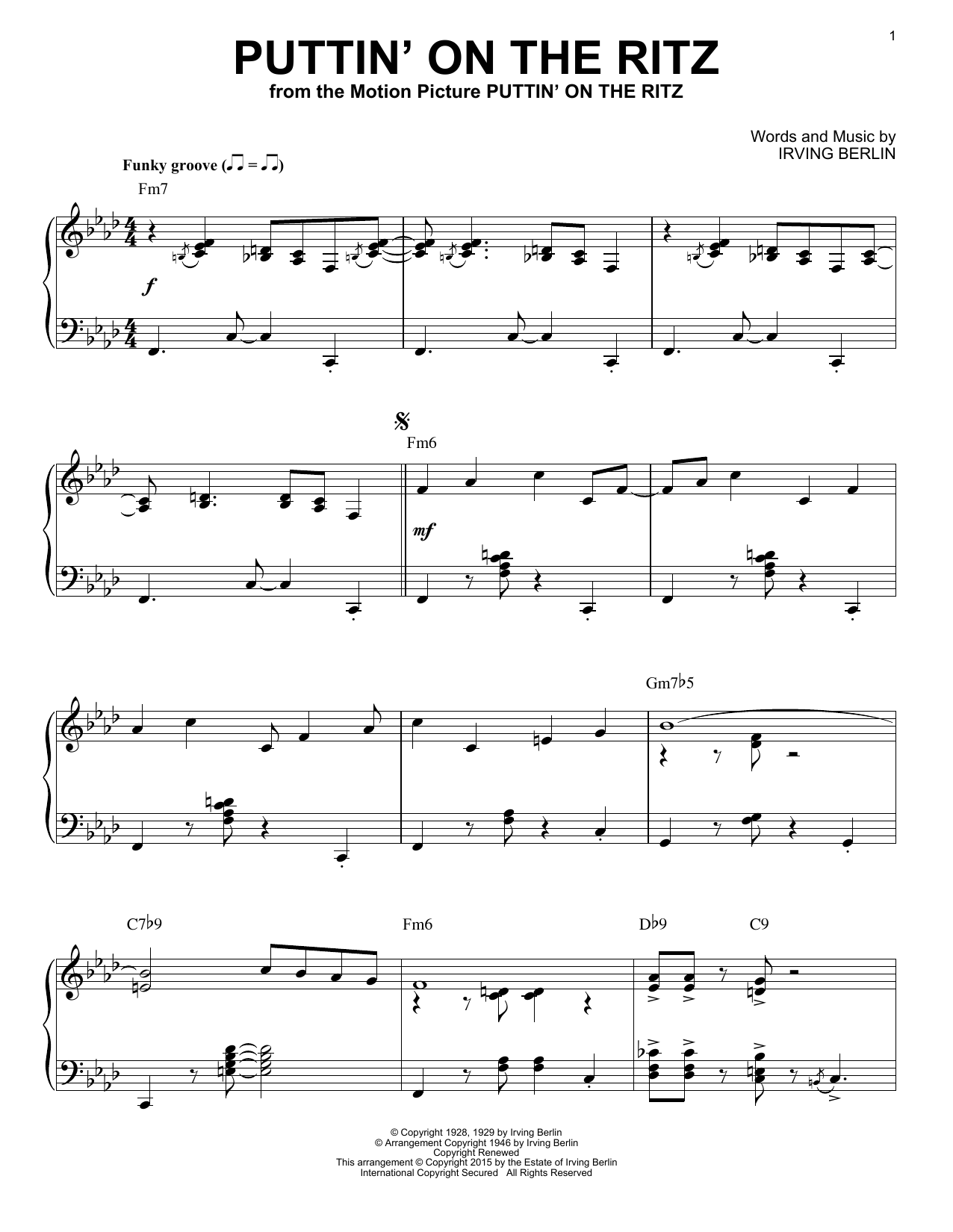 Produktbild zu: Puttin' On The Ritz [Jazz version] (arr. Brent Edstrom)