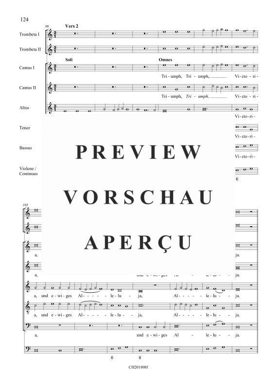 gallery: Triumph, Triumph, Victoria (aus: Fest-, Buß- und Danklieder), , (5 Vokalstimmen, 2 Trompeten, 3 Instrumente und Continuo)