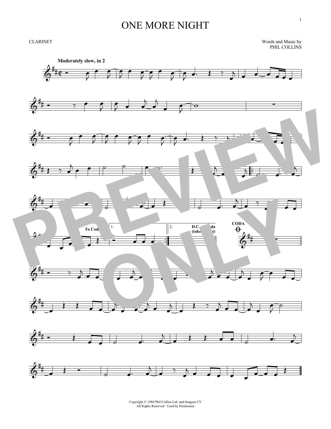 Product gallery: Page 1 of 1 One More Night, Phil Collins