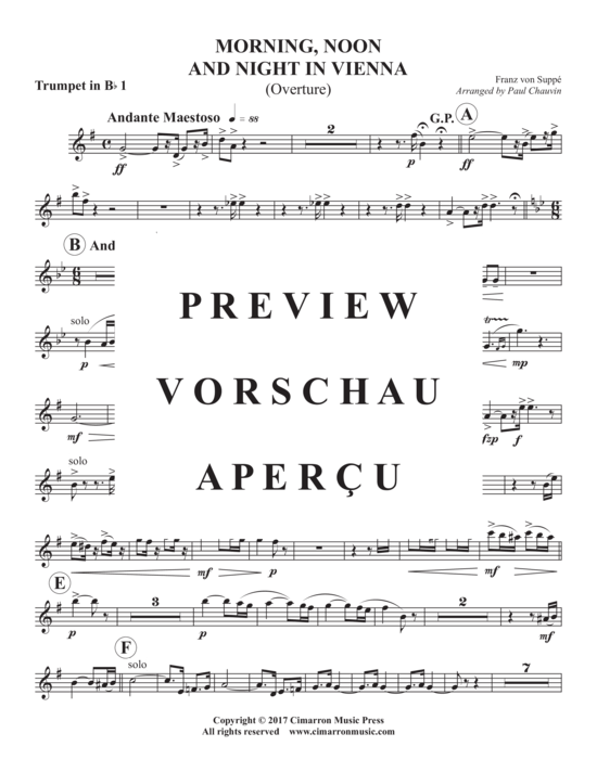 Produktgalerie: Seite 12 von 21 Morning, Noon and Nightin Vienna (Overture) , ,  (Blechbläserquintett)