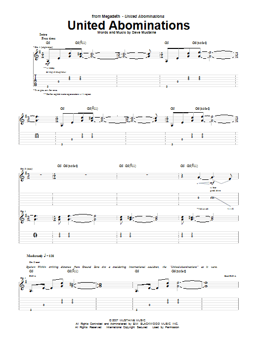 Produktgalerie: Seite 1 von 1 United Abominations, Megadeth, Gitarre