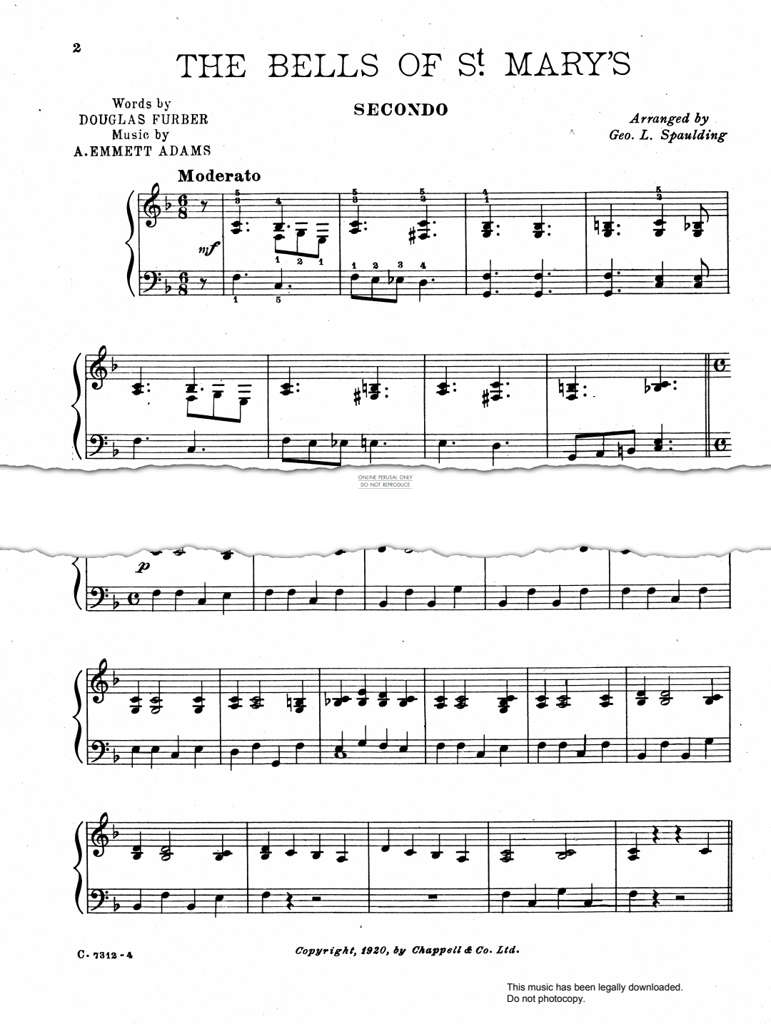 Produktgalerie: Seite 1 von 1 The Bells Of St Mary's, A. Emmett Adams, Klavier