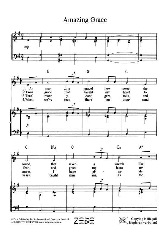 gallery: Amazing Grace, , Voice and Piano