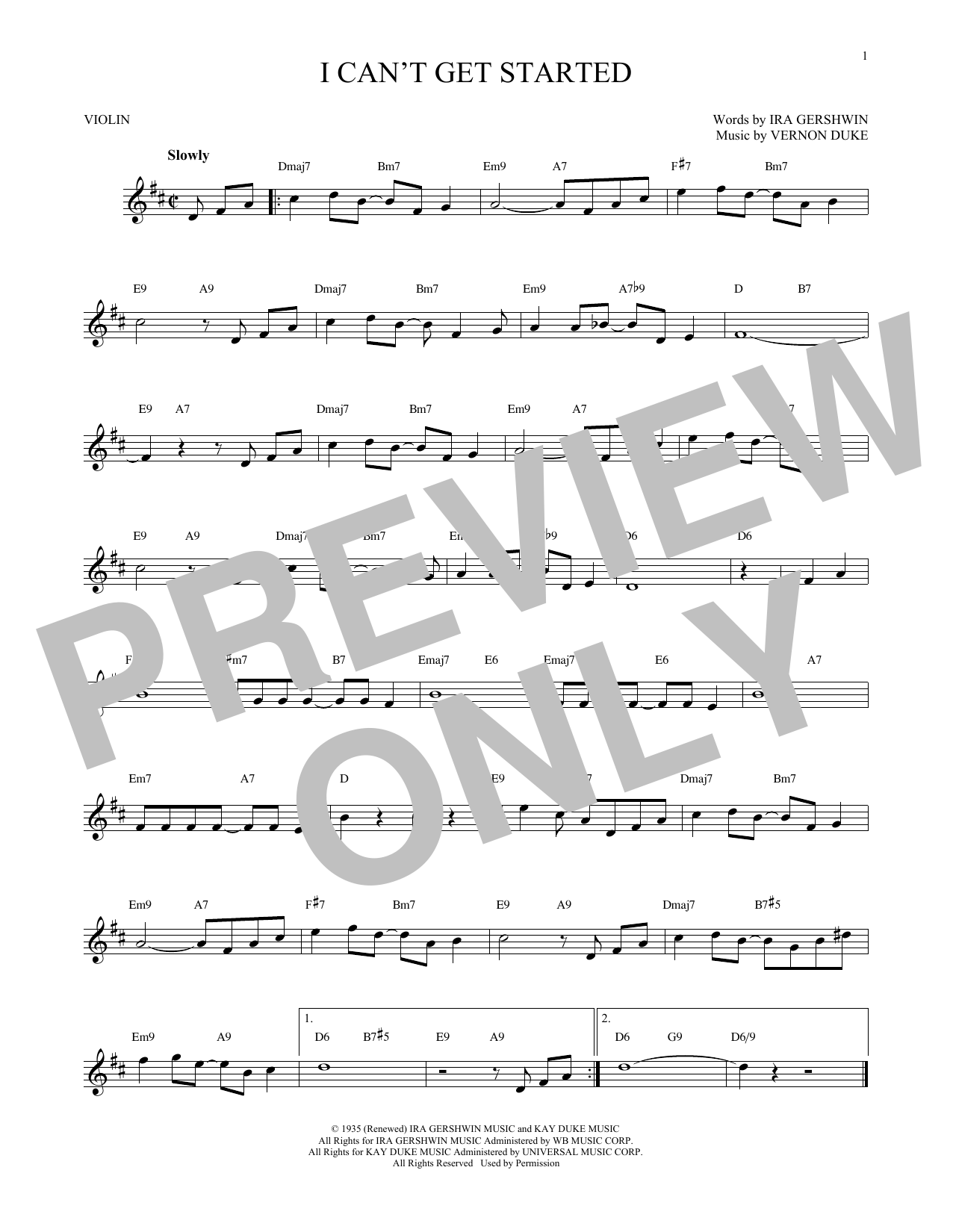 Product gallery: Page 1 of 1 I Can't Get Started, Ira Gershwin
