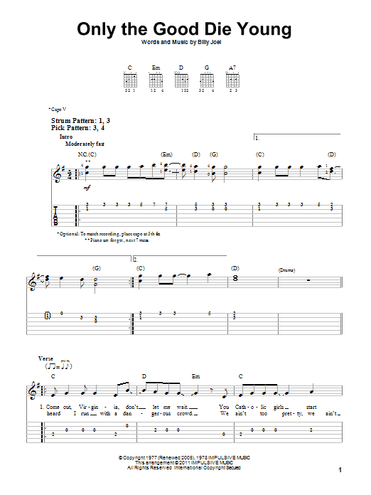 Product gallery: Page 1 of 1 Only The Good Die Young, Billy Joel