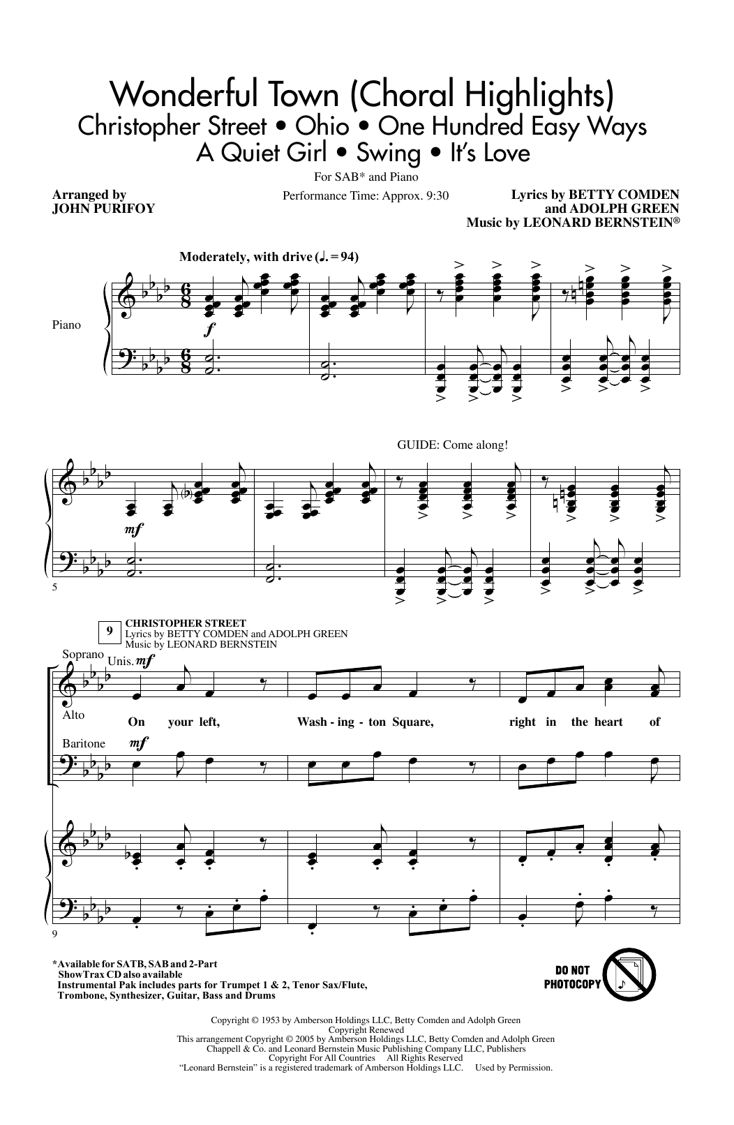 Product picture to: Wonderful Town (Choral Highlights) (arr. John Purifoy)