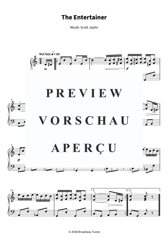 Produktgalerie: Seite 5 von 5 Der Entertainer - Vereinfachtes Ragtime Klaviersolo in C-Dur - Schwungvoll, frech und leicht zu spielen, , Klavier Solo