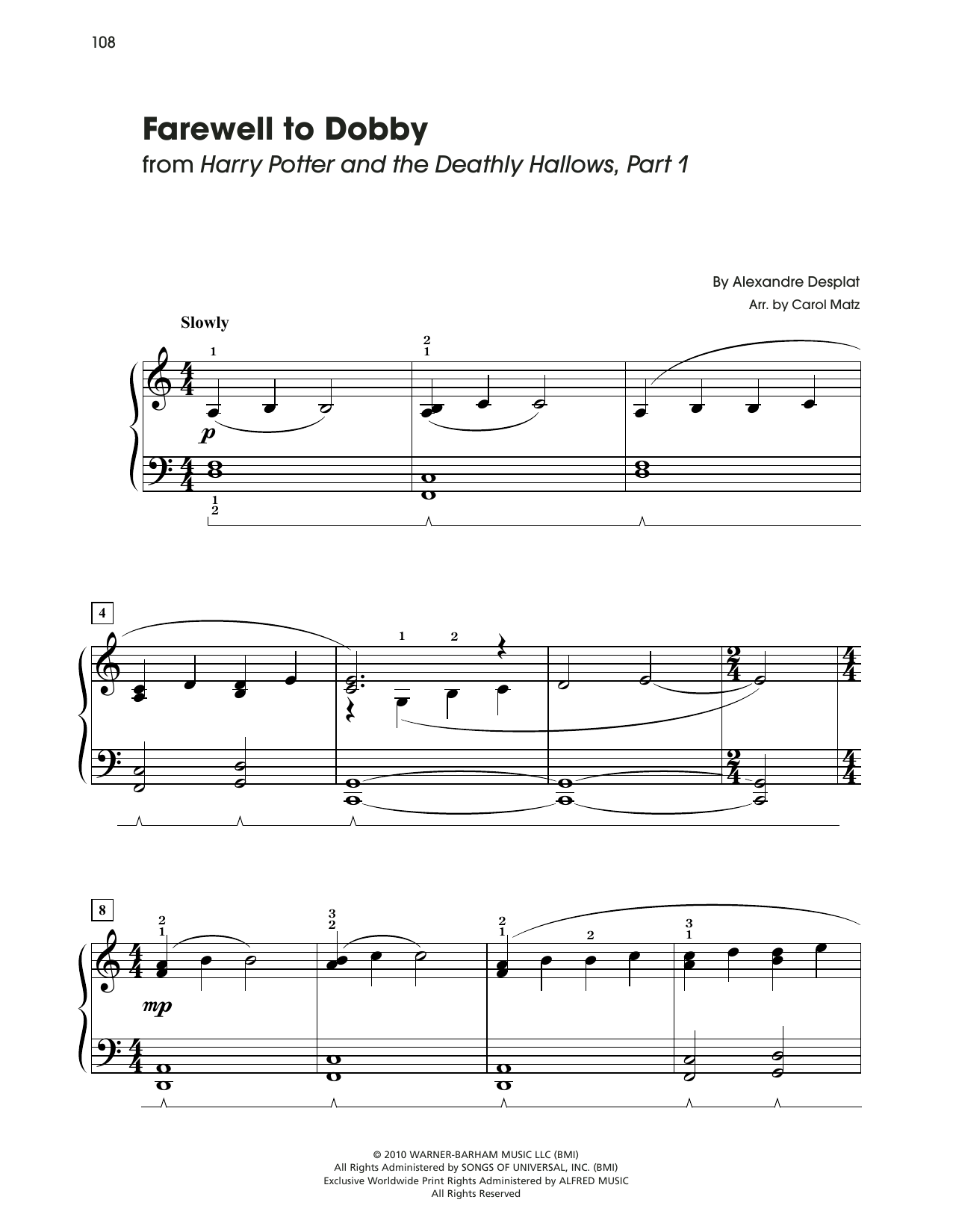 Product picture to: Farewell To Dobby (from Harry Potter) (arr. Carol Matz)
