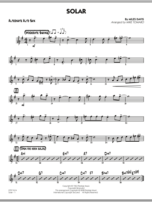 Produktgalerie: Seite 1 von 1 Solar - Alternate Alto Sax, Mike Tomaro