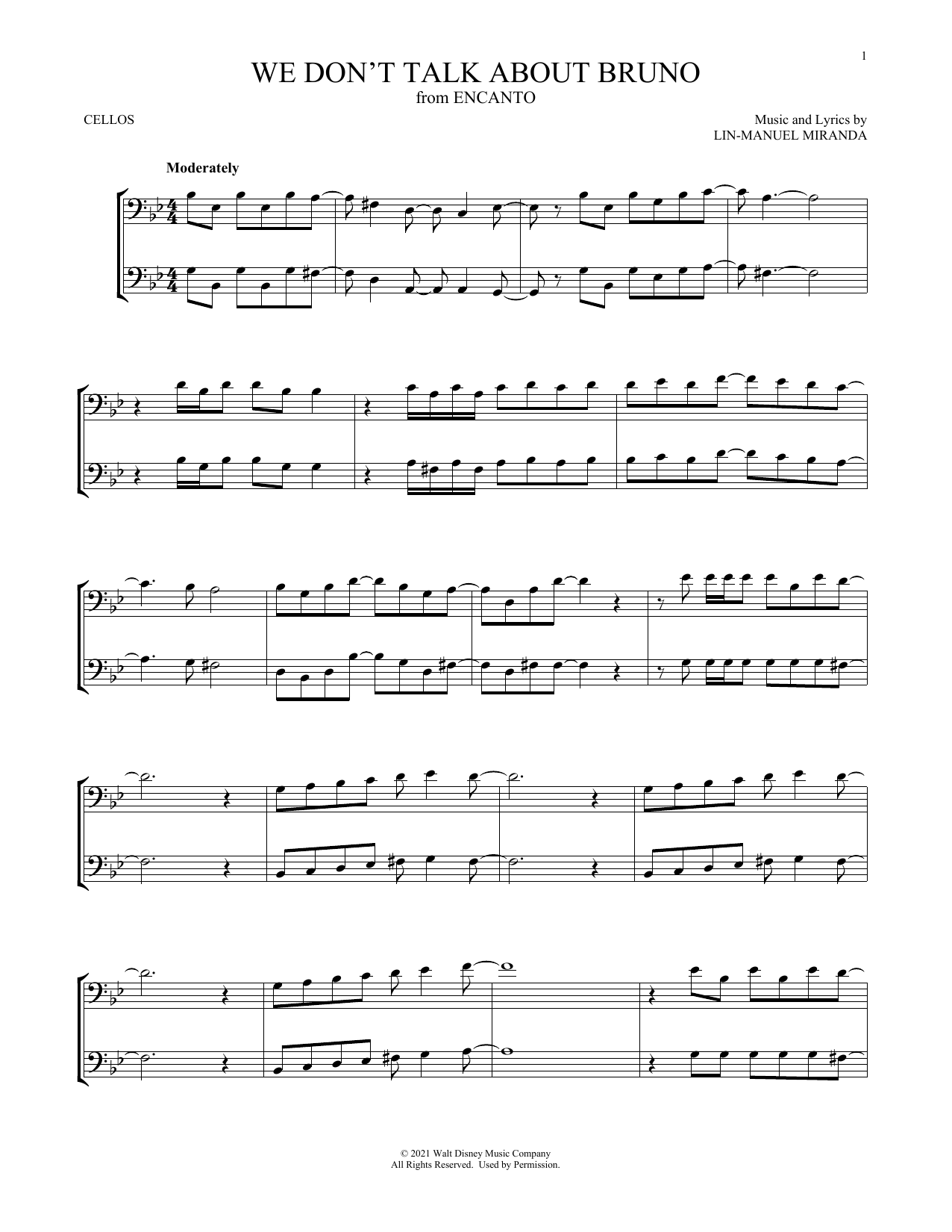 Produktgalerie: Seite 1 von 1 We Don't Talk About Bruno (from Encanto), Lin-Manuel Miranda, Violoncello