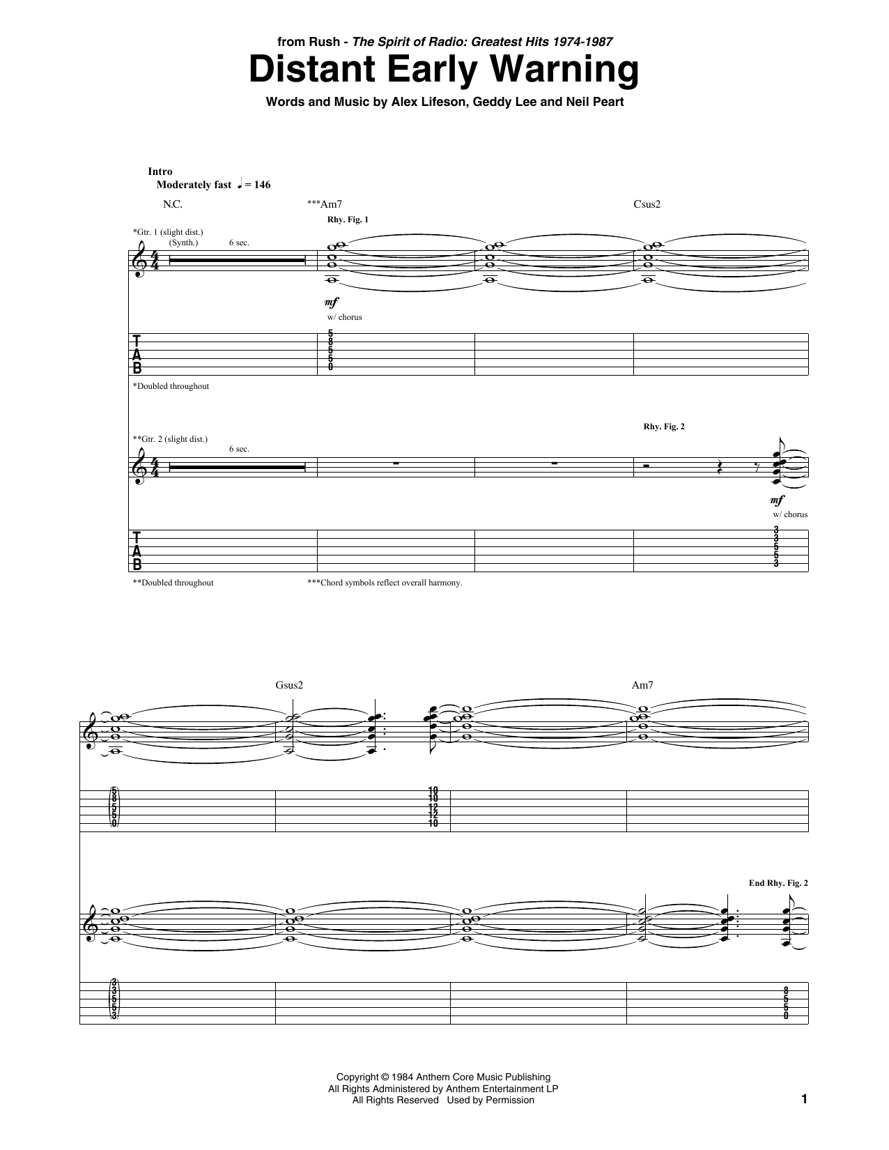 Produktgalerie: Seite 1 von 1 Distant Early Warning, Rush, Gitarre