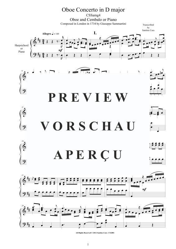 Produktgalerie: Seite 2 von 11 Oboen Konzert in D-Dur, , Oboe und Cembalo/Klavier