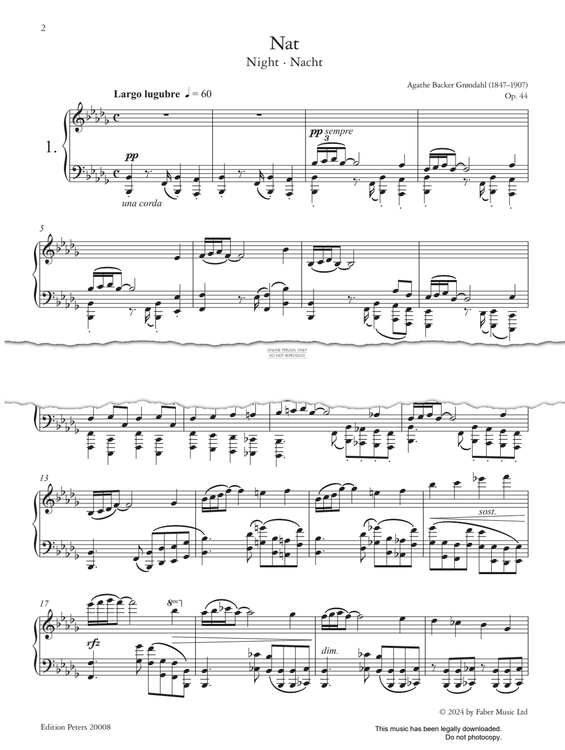 Produktgalerie: Seite 1 von 1 Nat (Night) Op.44, Agathe Backer Grøndahl, Klavier