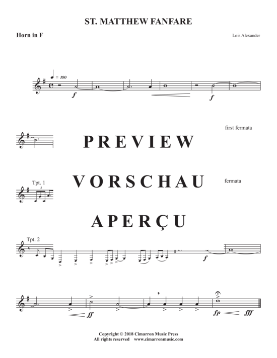 Produktgalerie: Seite 9 von 11 St. Matthew Fanfare , , (Blechbläser Quintett)