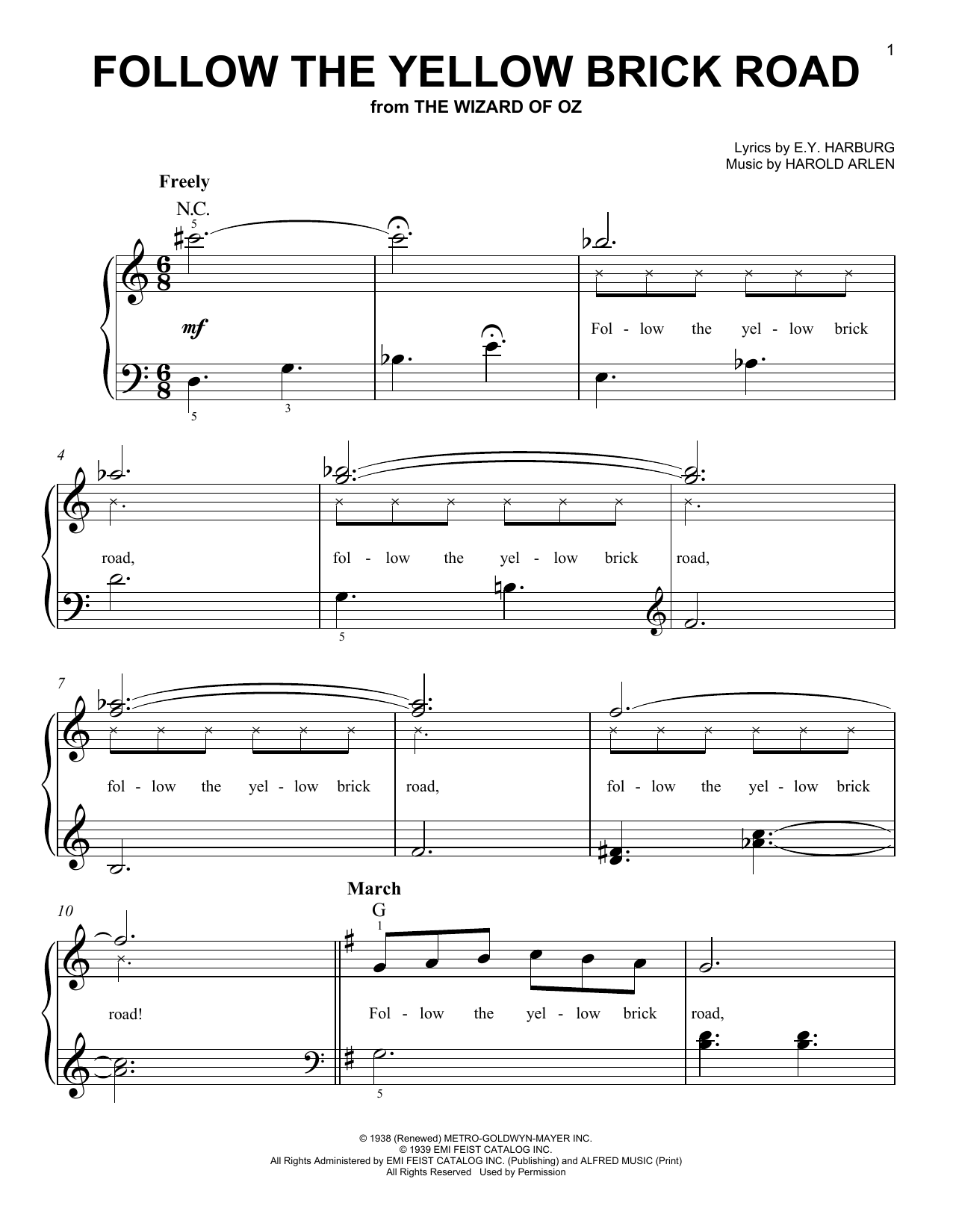 Produktgalerie: Seite 1 von 1 Follow The Yellow Brick Road (from The Wizard Of Oz), E.Y. Harburg, Klavier