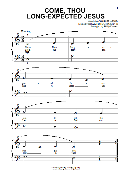 Produktgalerie: Seite 1 von 1 Come, Thou Long-Expected Jesus (arr. Phillip Keveren), Charles Wesley, Klavier