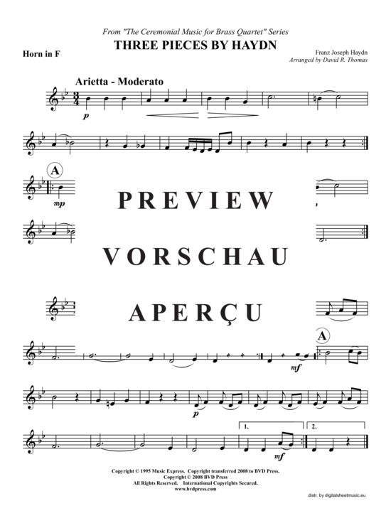 Produktgalerie: Seite 8 von 15 Drei Stücke von Haydn, , (2xTrompete in B, Horn in F, Posaune)