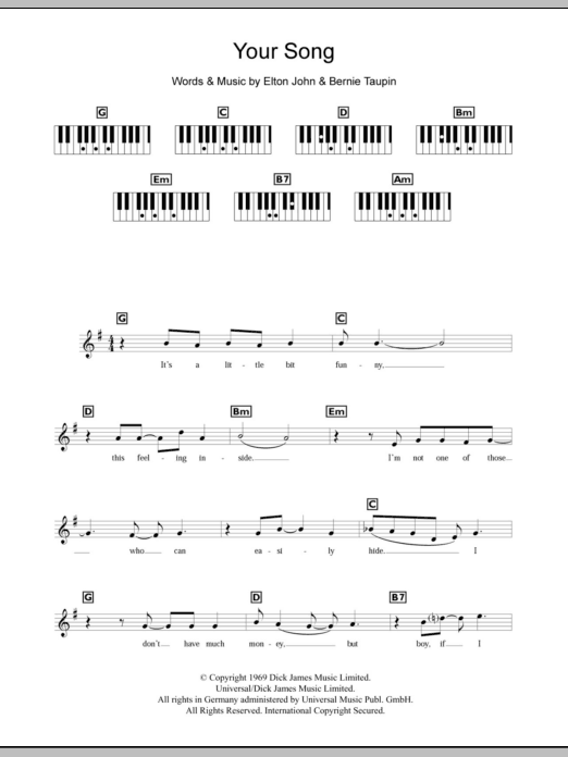 Produktgalerie: Seite 1 von 1 Your Song, Elton John, Klavier