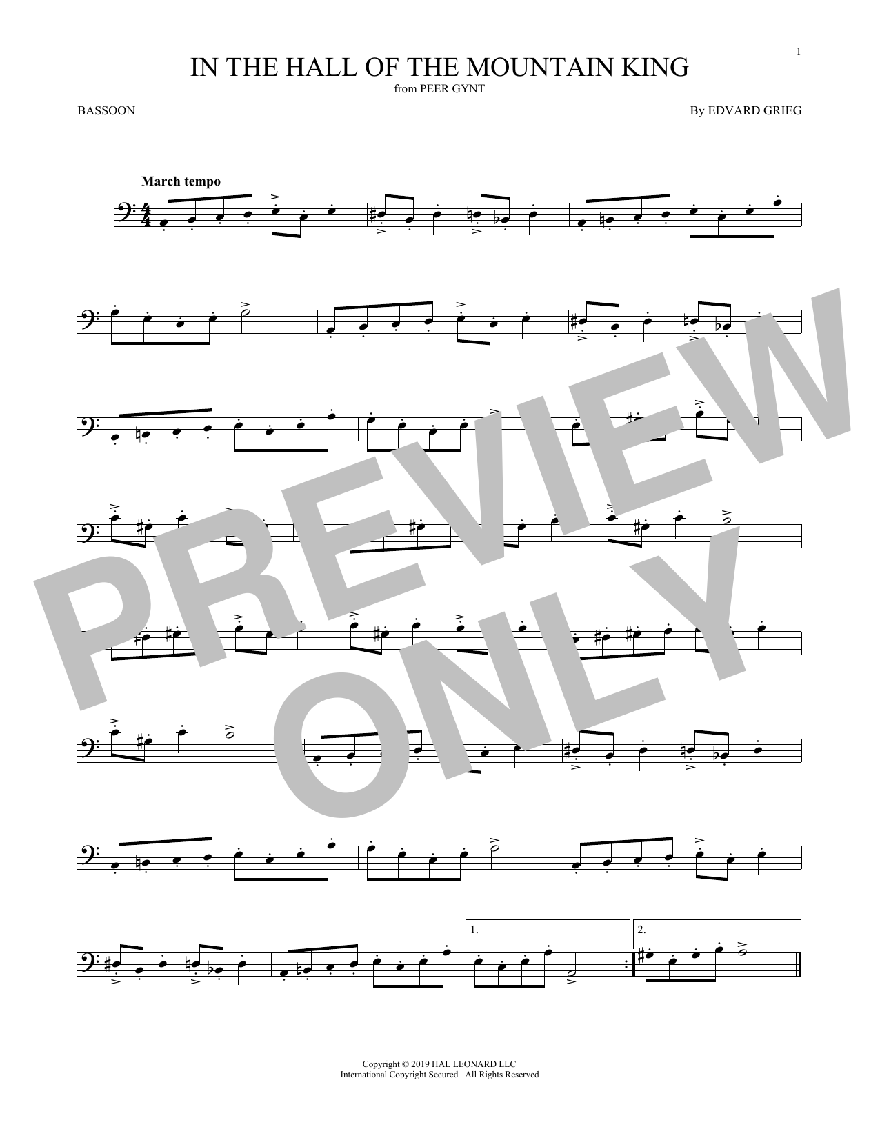 Produktgalerie: Seite 1 von 1 In The Hall Of The Mountain King, Edvard Grieg, Fagott