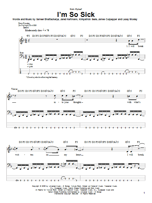 Produktgalerie: Seite 1 von 1 I'm So Sick, Flyleaf, E-Bass